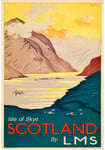 Vintage RAILWAY Poster Isle of Skye Scotland LMS Train Tourism Travel Advert ART Deco Print (A4)