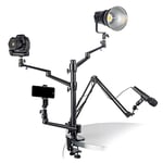 Walimex pro Bras de Microphone Flexible pour Montage de caméra LED jusqu'à 2 kg avec rotule à 360° pour Streaming, vlogging, appels vidéo, trépied à Pince Stable jusqu'à 65 mm