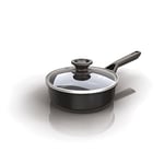 Ninja ZEROSTICK Classic Cookware 16cm Saucepan, Non-Stick, Long Lasting Aluminium Saucepan, Induction Compatible, Oven Safe to 180°C, Glass Lid, Black CW50216UK