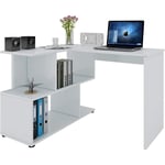 Woltu - Table de Bureau en aggloméré.Table de Travail pc Table d'ordinateur avec étagères. 120x100x77cm.Blanc