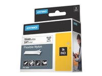 Dymo Ind - Nylon - Lim - Svart På Vitt - Rulle (1,9 Cm X 4 M) 1 Kassett(Er) Flexibel Etikettejp - För Rhino 4200, 4200 Kit, 5200, 5200 Hard Case Kit  Rhinopro 6000  Dymo Labelwriter 450 Duo