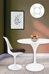 Tulip Set - White Medium Circular Table and Four Chairs with Textured Cushion
