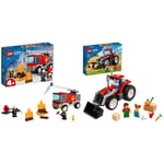 LEGO 60280 City Fire Ladder Truck Toy for Boys and Girls 4 Plus Years Old & 60287 City Great Vehicles Tractor Toy, Farm Set with Rabbit Figure, for Girls and Boys 5 plus Years Old