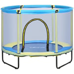 55" Kids Trampoline with Security Enclosure Net Bungee Gym, Blue