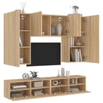 vidaXL 5 Piece TV Wall Units Sonoma Oak Engineered Wood UK GF0