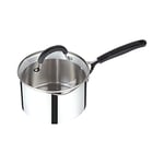 Prestige Made To Last Stainless Steel Saucepan with Lid 20cm - Large saucepan with Straining Lid, Measurement Guide & Easy Grip Silicone Handles, Induction Suitable, Dishwasher Safe Cookware