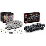 LEGO 75192 Star Wars Millennium Falcon, UCS Set for Adults, Model Kit to Build with Han Solo & 42127 Technic The Batman – Batmobile Model Car Building Toy, Movie Set