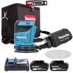 Makita DBO180Z 18V Random Orbital Sander + 2 x 5ah Batteries, Cube Bag & Charger