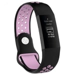 Fitbit Charge 3 / Charge 4 - Silikone armbånd - Color Design - Str. S - Sort/Pink