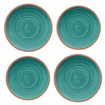 Rustic Swirl Turquoise Melamine Dinner & Side Plate Set (4)