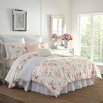 Laura Ashley Home Luxury Ultra Soft Comforter, All Season Premium Bedding Set, Stylish Delicate Design for Home Décor, Polyester Faux Velvet, Blush, Queen