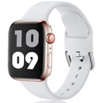 Ouwegaga Strap Compatible with Apple Watch Strap 38mm 40mm 41mm 42mm 44mm 45mm, Silicone Sport Bands Compatible with Apple Watch SE/iWatch Series 7/6/5/4/3/2/1, 38mm/40mm/41mm-S/M White