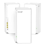 Tenda Nova MX21 Pro AXE5700 Lot de 3 Wi-FI 6E Mesh systèmes tri-Bande pour Toute la Maison, Couverture Wi-FI 6 jusqu'à 680㎡, 9 Ports Gigabit, 200 appareils connectés,Maillage en Un clic
