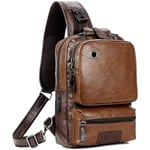 IC Sling Crossbody Bag Axelväska Herr och Dam Retro PU Läder Sling Ryggsäck Cykel, Mode
