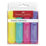 Faber Castell Surligneurs Textliner 1546 - pointe feutre biseautée coloris pastel assortis pochette de 4