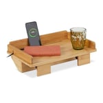 Relaxdays Étagère de lit, Table de Chevet à Fixer, HxLxP : 11x38x26 cm, Passants câbles & Fente Tablette, Bambou, Nature