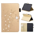 iPad 10.2 (2019) imprint flower brilliant leather flip case - Gold