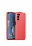 GOKEN Case for Oppo A74 5G / oppo A54 5G, TPU Shockproof Phone Cover with Leather Texture Design(Not leather material), Slim Soft Silicone Bumper Protective Shell, Red