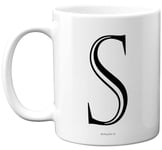 Personalised Alphabet Initial Mug - Letter S Mug, Gifts for Him Her, Fathers Day, Mothers Day, Birthday Gift, 11oz Ceramic Dishwasher Safe Mugs, Anniversary, Valentines, Christmas Present, Retirement