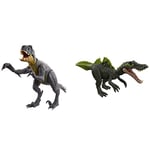 Jurassic World Slash ‘N Battle Scorpios Rex Action & Sound Dinosaur Figure, Movable Joints, Slashing & Tail Whip Motions, HCB03 & Dominion Roar Strikers Ichthyovenator Dinosaur Action Figure
