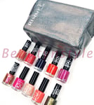 Rimmel London 60 Second Nail Polish Assorted Set of 8 With FREE RIMMEL BAG Gift