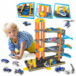 Kids Set 4-Level Parking Garage Playset 12 Vehicles Multi-Level Educational Toy