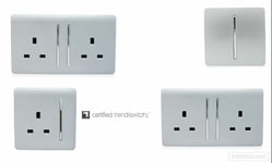 Trendi Switch Modern Glossy Switches/Sockets Garage Trade/Multi Buy Pack Silver