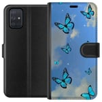 Samsung Galaxy A71 Svart Plånboksfodral Himlen med fjärilar