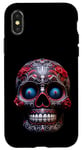 Coque pour iPhone X/XS Crâne en sucre Jour des morts Crâne Rouge et Noir Art
