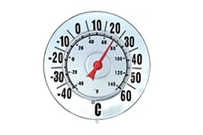 Wenko Thermomètre extérieur, thermometre extérieur Ventouse, à Fixer sur Une fenêtre, Affichage en degrés celcius et Fahrenheit, sans Mercure, Plastique, ø19,5 cm, Transparent