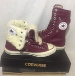 CONVERSE CT KNEE HI XHI OXHEART MAROON LEATHER TRAINERS WOMENS / GIRLS SIZE 3uk