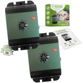 ISOTRONIC Ultrasonic Bird Repellent for Repelling Pigeons, Sparrows, Seagulls & Crows – Battery-Operated Bird Scarer for Balcony, Roof & Garden – Pigeon Repellent with a 40m² Effective Range (2 Units)