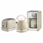 Dome Kettle & Toaster With Filter Coffee Machine Set, Cream Vintage Style