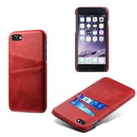 iPhone SE (2020) / 8/7 - KSQ Hårt läderskal med korthållare Röd