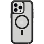 OtterBox Defender Series XT Coque Transparente pour iPhone 15 Pro Max (Uniquement) – Côté Sombre (Noir/Transparent), sans écran, Robuste, se clipse sur MagSafe, Attache Cordon