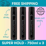 Schwarzkopf Silhouette Super Hold Hairspray 750ml - Pack of 3