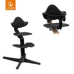STOKKE® Nomi® Matstol bok svart + babyset svart
