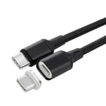 MicroConnect USB-C Magnet Cable, QC3.0, 1m - Svart