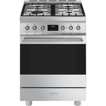 Smeg 60cm Freestanding Oven with Gas Cooktop - Stainless Steel