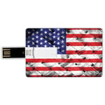 8G USB Flash Drives Credit Card Shape Rustic American USA Flag Memory Stick Bank Card Style Fourth of July Independence Day Thatch Rattan Rippled Weave Bamboo Art Decorative Waterproof Pen Thumb Love