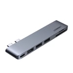 Ugreen Hub 2x USB-C til 3x USB-A 3.0 / TF / SD / USB-C for MacBook Pro / Air - Grå