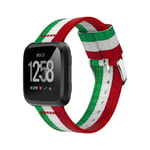 Fitbit Versa träningsklocka armband rem vävd nylon - Grön vit röd