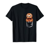 Funny Pocket Sloth Peeking Out Cute Sloth T-Shirt