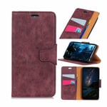 Huawei P30 Retro Style Split Leather Case - Red