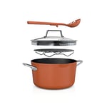 Ninja CW202CP Foodi NeverStick PossiblePot, Premium Set with 7-Quart Capacity Pot, Roasting Rack, Glass Lid & Integrated Spoon, Nonstick, Durable & Oven Safe to 500°F, Smoked Paprika