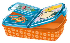 Pokemon Boîte à déjeuner 3 compartiments en plastique avec fermoirs à clips, boîte à déjeuner pour maternelle, école et loisirs