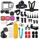 Kuptone 52 IN 1 Accessories Kit compatible with GoPro HERO 12/11/10/9 Black, Waterproof Housing+Filters +Silicone Case Kit+Head Chest Strap+Suction Cup/Bike Mount + Floating Grip Accessory Bundle