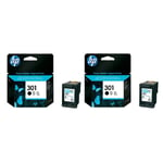 2x Original HP 301 Black Ink Cartridges For DeskJet 1000 Inkjet Printer