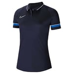 Nike Women's Dri-FIT Academy Polo Shirt, Obsidian/White/Royal Blue/White, XL