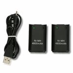 2 Rechargeable Battery Pack & Charging Cable for Xbox 360 Wireless Controller UK